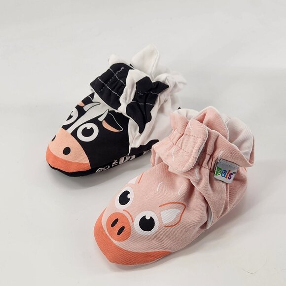 Pals Non Slip Baby Booties 12-18M Puppy Cow Pig Mix & Match Fun Socks Crawlers - Picture 3 of 7